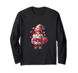 Heart Gnome Graphic And Valentines Flowers For Her Cute Love Long Sleeve T-Shirt