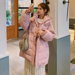 Doudoune Femme Nouvelle Veste d'hiver Femmes Mode Col Montant Surdimensionné Chic Manteau Lâche Chaud À Capuche Parka Long Manteau d'hiver Femmes S Rose