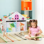 Bibliothèque Maison Enfant, Meuble Bois avec 2 Bacs de Rangement Blanc CW88132