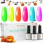 UV Nagellack Fluorescerande färg Shellac Nagellack, 6 färger 10ml Neon Nagellack Set