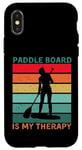 Coque pour iPhone X/XS Paddle Board is My Therapy Horizontal Rétro Sunset Funny