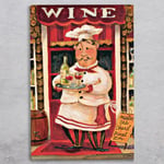 Wine Chef Ceramic Tile Picture Novelty Plaque Sign Wall Art By K Grant 30x20cm