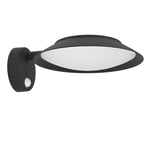 Eglo Applique murale extérieure LED Cerrisi, lampe solaire avec détecteur de mouvement, éclairage mural d'extérieur en plastique noir, IP44