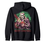 Merry Christmas Horror Fan Slasher 80s-Themed Zip Hoodie