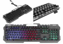 Nouveau GT-5 PC Metal Gaming LED Rainbow Backlight Clavier USB filaire 104 to...