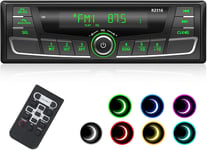 Rds Autoradio Bluetooth 5.0, Fm/Am Autoradio 1 Din 7 Couleurs Éclairage, 65Wx4 Poste Radio Voiture Bluetooth Supporte Main Libre/Usb/Aux/Sd/Tf/Mp3 Lecteur Avec 30 Stations(Multicolore)