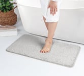 Livabliss Tapis de Bain Séchage Rapide, Tapis Salle de Bain Antidérapant et Ultra Absorbant pour Sortie de Douche, Tapis Lavable en Machine et Facile d'entretien, Tapis Bain Epais Uni 50x80cm - Gris