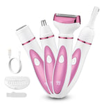 Rasoir Electrique Femme - 4 en 1 Indolore Corps Tondeuse Pour Bikini, Visage, Sourcils, Nez, Aisselles - USB Rechargeable