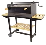 IMEX EL ZORRO 71542 Barbecue sur Chariot avec Plateau en Bois/Grille en INOX Noir 61 x 40 x 100 cm