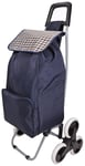 CIT 6 Wheel Folding Navy Blue Stair Climber Shopping Trolley