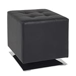 HAKU Möbel Tabouret chromé, Noir, Tissu synthétique Aspect Cuir, métal - Dim.: L 40 cm x H 42 cm x P 40 cm, Style: Modern