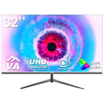 Gawfolk Moniteur PC 32 Pouces UHD 4K 60Hz, écran d'ordinateur Ultra Clair (3840×2160p) avec FreeSync, HDMI, DisplayPort, Angle de Vision de 178°, supporte VESA100*100mm