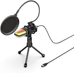 Mobility Lab - ML307176 - Kit Vlogging – Microphone RGB – Filtre Anti-bruits avec Bras Flexible – Trépied de Bureau Anti Chocs, support Rotatif 180° - pour vidéos tiktok/Steam