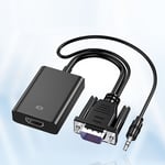 Adaptateur convertisseur compatible VGA vers HDMI,câble audio mâle vers femelle,adaptateur VGA 1080P pour ordinateur portable vers budgétaire HDTV - Type Black