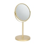 1x Pedestal Mirror 18.5cm x 34.5cm Gold Bathroom Table Makeup Vanity Shaving