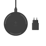 Belkin Chargeur à induction Boost Charge 15 W (chargeur sans fil certifié Qi pour iPhone, AirPods, Samsung, Google et autre, adaptateur secteur inclus, noir)