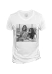 T-Shirt Homme Col V John Lennon Yoko Ono Vintage Beattles Fleur 70's