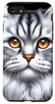 Coque pour iPhone SE (2020) / 7 / 8 Chat tigré argenté x Chat mignon x Chat gris