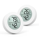 ORIA Mini Thermomètre Hygromètre Intérieur, 2PCS Humidimètres Numériques, Moniteur de Température avec Indicateur de Confort de Air, Commutable °C/°F pour Hôtel, Bureau, Maison, Blanc