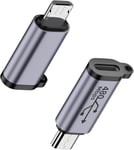 18W Micro USB Mâle à USB C Femelle Chargement Données Connecteur 480Mbps Micro USB 2.0 Fiche à USB C Prise Adaptateur, Al Alliage, pour MP3 MP4 Digital Camera Car Recorder, 2Pcs.[G1357]