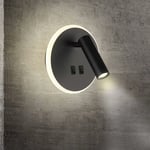 Fei Yu - Feux de chevet led Lampe murale Hôtel intérieur Lumières mural lit Lampe murale couloir avec interrupteur Noir 3W + 9W (Rond) [Classe