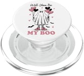 Will You Be My Boo Ghost Heart Ballons PopSockets PopGrip pour MagSafe