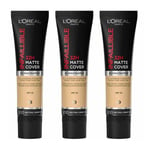 L'Oreal Paris Infallible 32HR Matte Cover Foundation 30ml - 200 Golden Sand x3