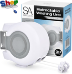 SA  Products  Wall  Mounted  Twin  Cable  Retractable  Washing  Line -  30M  Lon