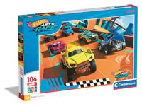 Clementoni Jigsaw Puzzle Hotwheels 104 Maxi Pieces - Supercolor Puzzle For Children 4-6 Years, Cartoon, Cars, Gift For Boy/Girls, Puzzle For Kids, Made In Italy, 25762