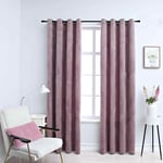 vidaXL Blackout Curtains with Rings 2pcs Velvet Antique Pink 140x245cm NEW