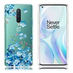 Deco OnePlus 8 kuoret - Sininen Kukka Tummansininen