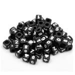 100 Black Mixed Numbers Cube Beads 6mm For Jewellery Making Buy 3 For 2