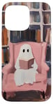 iPhone 15 Pro Max Cute Reading Ghost Pink Book Lover Bookish Library Art Case