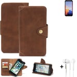 Protection case for Ulefone Armor X9 Wallet Case + earphones Cover Brown Booksty