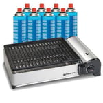 Barbecue à gaz 1900W Grille anti adhesive + 8 Cartouches gaz KEMPER