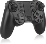 Manette Sans Fil Pour Ps4, Wireless Controller Compatible With Ps4/Pro/Slim/Pc With Avec Turbo, Touch Panel, 6-Axis Gyro Sensor, Dual Vibration, Prise Audio 3,5 Mm (Noir)