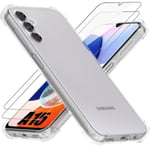 Fodral för Samsung Galaxy A15 5G-4G - Transparent stötsäker TPU + 2 skyddsglas av härdat glas Transparent