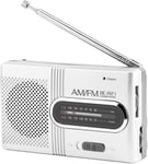 Radio AM/FM Portable, Petite Radio Portable - Haut-Parleur Intégré, Antenne Télescopique, Prise pour écouteurs Standard, Lecteur de Musique, Petite Radio Alimentée par Piles