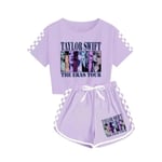 Taylor Swift herr och dam T-shirt + shorts sport pyjamas barn set Purple S Purple 130cm