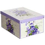 Boite de Rangement avec Couvercle, Boite en carton, Rangement Vetement, Meuble de Rangement Chambre, Bureau, Panier de Rangement, Organisateur Tiroir, Parfumé 39x50x24 cm VIOLETTES