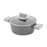 Florina Faitout en aluminium Serrano 2,1 l 20 cm I Casseroles avec poignées Soft-Touch I Casserole légère et durable I Revêtement antiadhésif I Structure striée | Casserole au design élégant