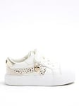 River Island Mini Mini Girls Dalmatian Velcro Trainers - White, White, Size 5 Younger