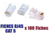 Boite de 100 Fiches de Type RJ45 (Prises 8P/8C) à sertir - Transparentes