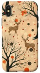 Coque pour iPhone X/XS Orange Bohème Pois Chasse Cerf