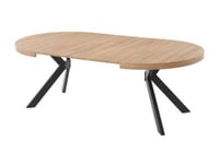 Table à manger extensible 4 à 8 personnes en MDF et acier - Naturel clair et noir - KOMONI