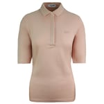 Lacoste Slim Fit Womens Peach Polo Shirt Cotton - Size 2 UK