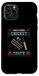 Coque pour iPhone 11 Pro Pull de Noël moche pour entraîneur de cricket préféré du Père Noël