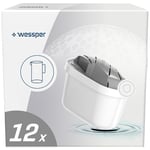 Wessper Filtre à eau pour Carafe Filtrante, Cartouches filtrantes réduisent l'eau très dure, Filtres compatible avec les filtres Brita Maxtra+, Maxtra Plus (12 pièces)