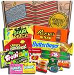 American Candy and Chocolate Hamper Box - Classic USA Brands Set, Sweets Treats,