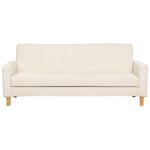 Canapé Convertible Moderne 3 Places en Tissu Capitonné avec Accoudoirs Blanc Ca